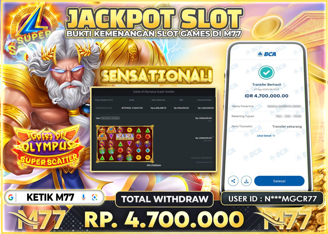 N***MGCR77 JACKPOT GATE OF OLYMPUS SUPER SCATTER Rp.4.700.000 - LUNAS
